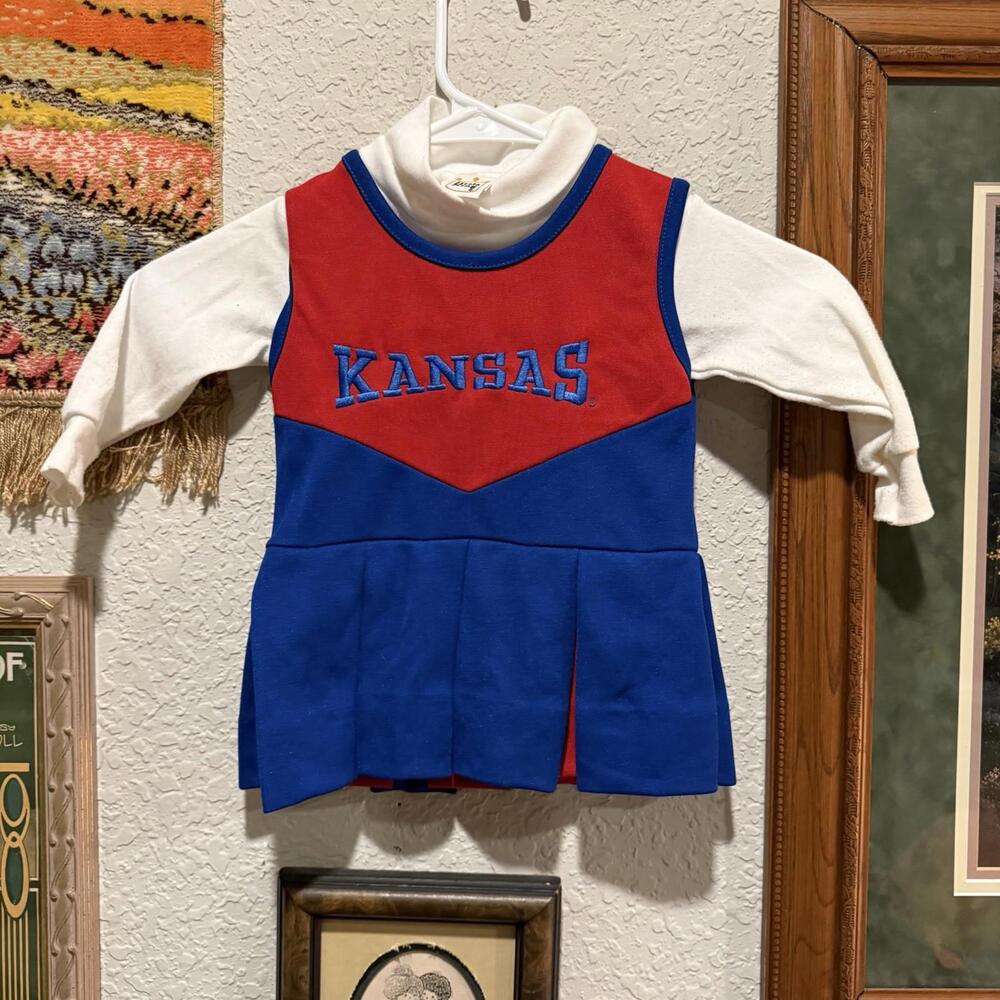 Vintage 80s/90s RARE NCAA Kansas University Jawhawks Girls Cheerleader Skirt 12M